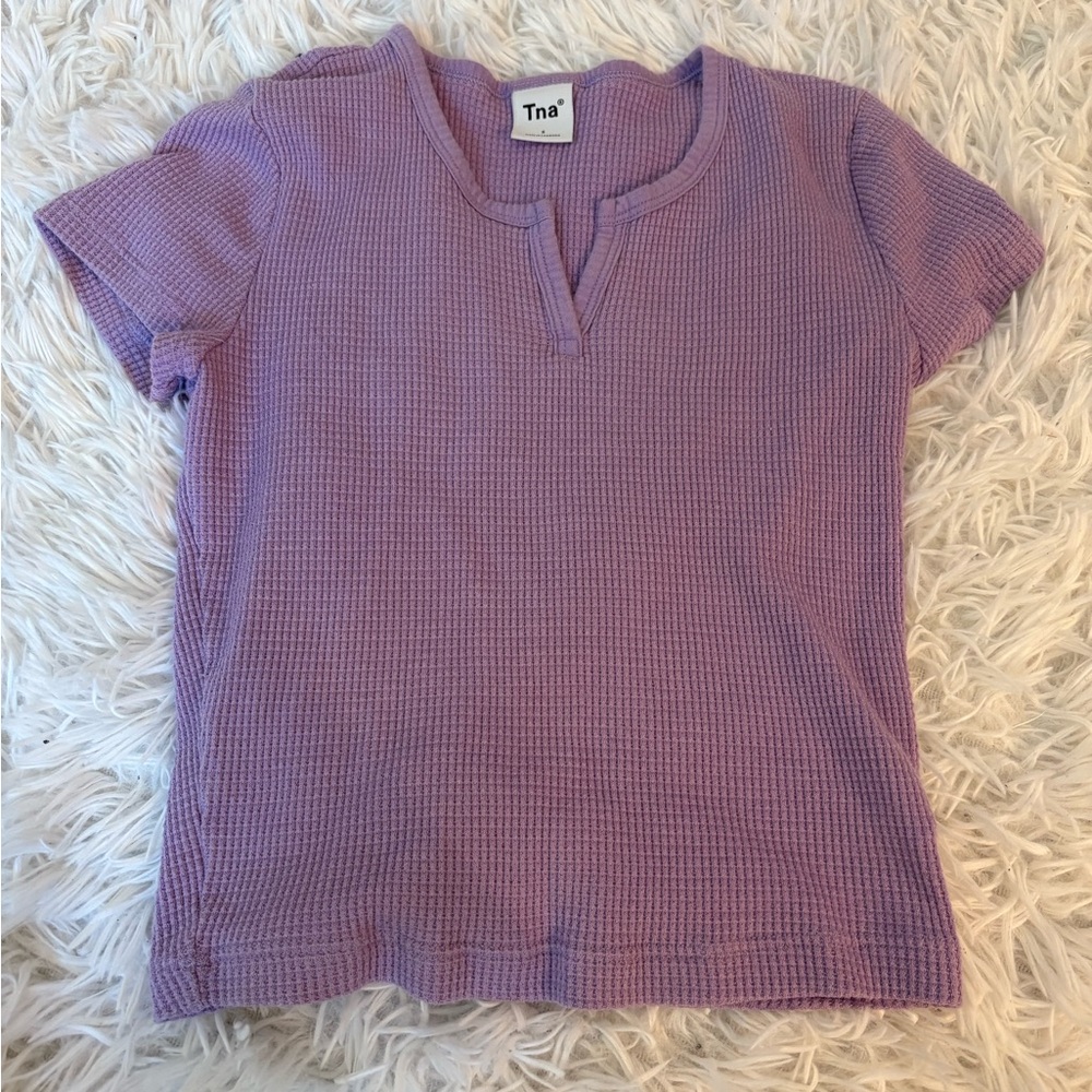 TNA Purple Short Sleeve Ribbed Tee